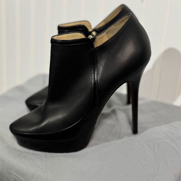 Jimmy Choo Black Leather Platform Ankle Booties Heels Size 39 EU / 8.5 US - Picture 3 of 10